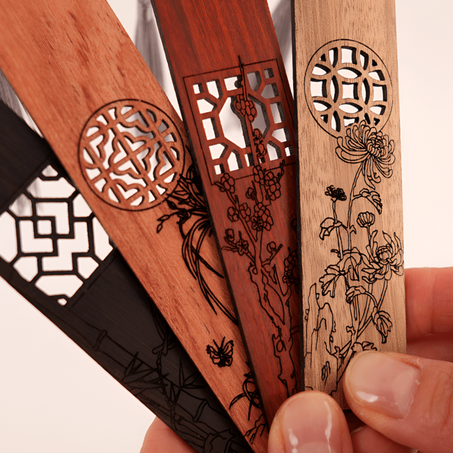 고급 책갈피 행운 북마크 독서 북클립 북스토퍼 우드 메탈 책갈피, 포장없음, 1-1. [우드]사군자세트(4개입)