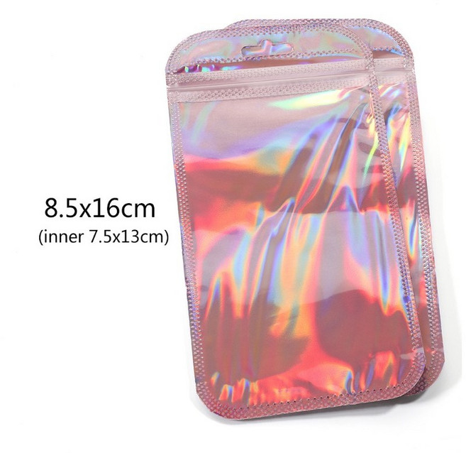 홀로그램 지퍼백 포장봉투 10p, 1개, 핑크