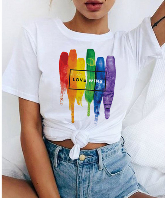 퀴어퍼레이드 프라이드 LGBTQ+ 반팔 티셔츠 무지개 유니섹스