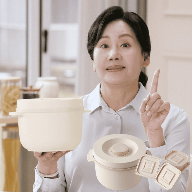 홍여진 하이로 건강 저당밥솥 2L 밀폐용기 4개 전자레인지사용, 1개, 스텐형