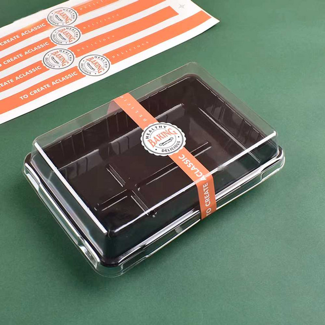 두바이쫀득쿠키 상자 모찌케이스 찹쌀떡 양갱 두쫀쿠, 1개, 6칸+오렌지 BK 스티커 50개