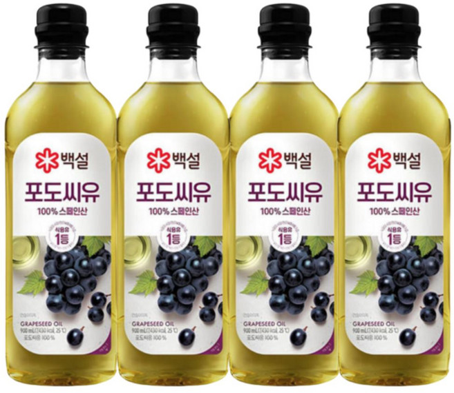 백설 포도씨유, 4개, 900ml