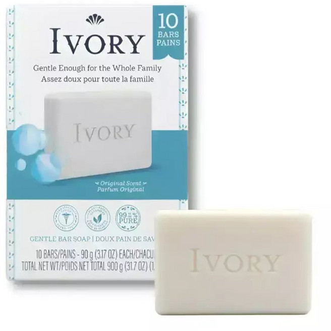 아이보리 젠틀바 오리지널향 90G X 10개 세안 샤워 미용 비누, 10개입