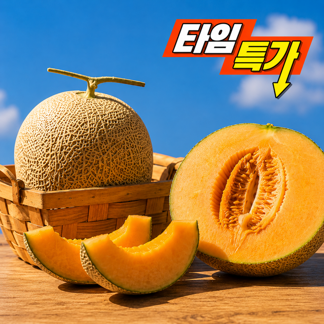 [초특가할인] 꿀고당도 하미과 노을멜론 로얄과, 1박스, 3kg(개당 800-1kg) 3-4개