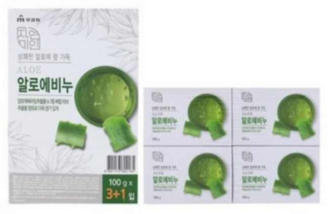무궁화 알로에 비누 100g 3+1개 뷰티 > 바디 샤워/입욕용품 목욕비누, 1