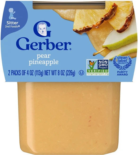 Gerber 2nd Foods® 시터 페어 파인애플 2팩 각 113g(4oz) Gerber (거버), Gerber, 2nd Foods®, 시터, 페어 파인, 1 - 쿠팡