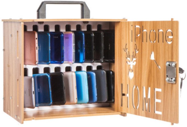 모디락 핸드폰보관함 스마트폰 정리 휴대폰 충전 수거함 16칸, 1개, 우드
