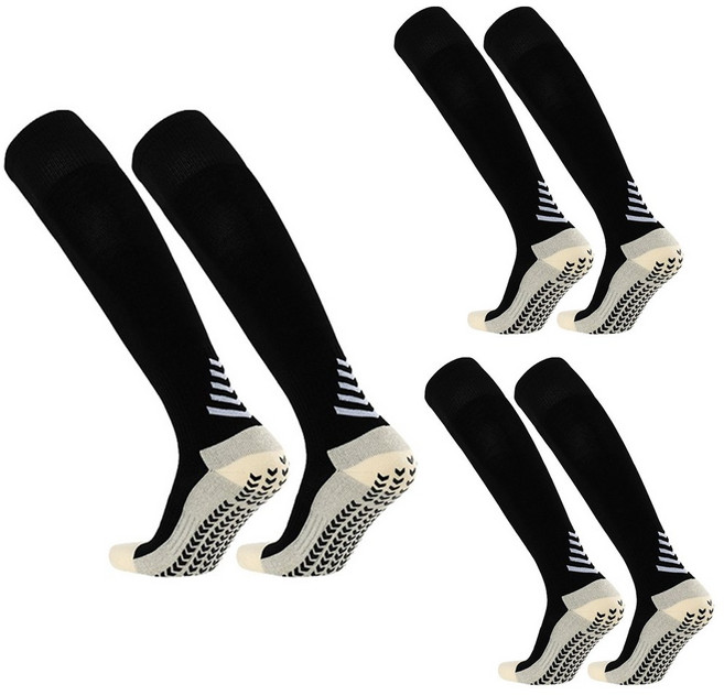 wrikri 논슬립 남자 아동 축구 양말 3종 ver8, 블랙, 3개