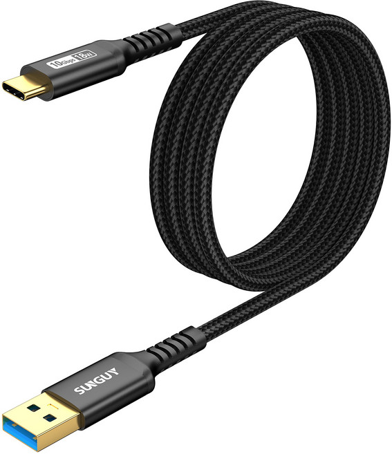 SUNGUY USB C타입 고속 충전 케이블 데이터 전송 10Gbps 18W, 1개, 블랙, 1.5m