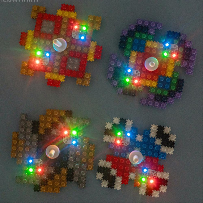 파트너JEN 유아 어린이 LED 팽이 만들기 디폼블럭 팽이놀이 장난감 초등 영아 실버미술, 무지개