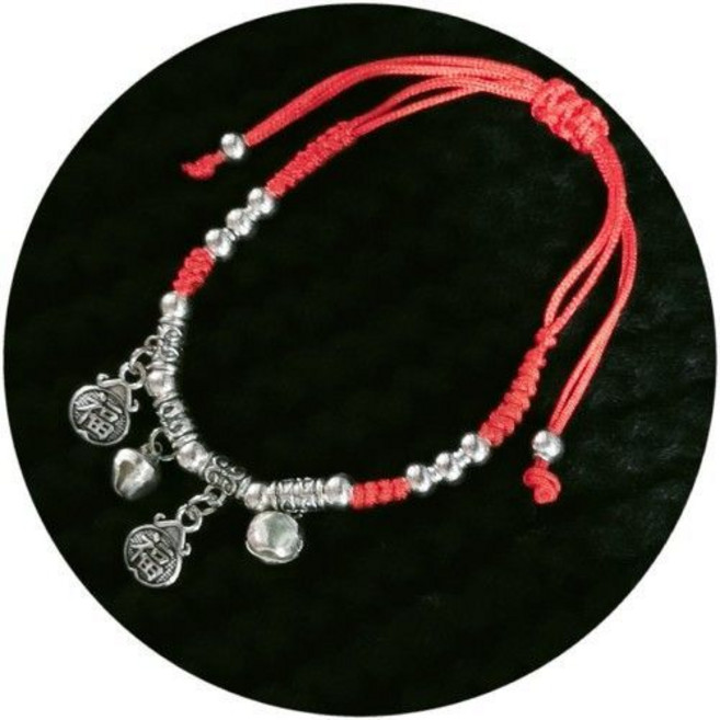 紅繩編織手鏈腳鏈合金藏銀飾品, 1個, 老款 福袋 手腳鏈