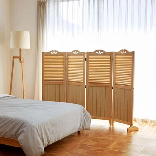 [까사라움] 하프갤러리 원목 4단 접이식 인테리어 낮은 파티션 2color, 전체색:내추럴