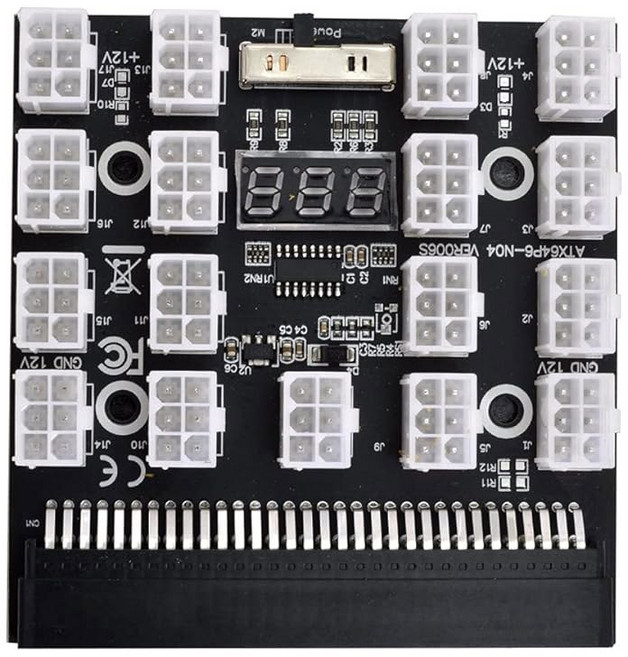 17포트 ATX 6핀이 장착된 17개 포트의 DPS-800GB 1200FB 1200QB용 xiwai 1200W 서버 PSU 전원 공급 브레이크아웃 보드 어댑터, 1 Power Board 1200W PSU with 1