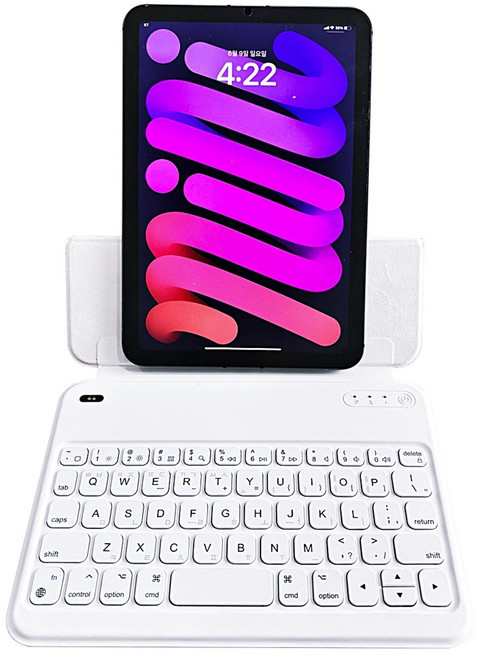 Worldex 아이패드 호환 미니6 미니7(A17Pro) 가로 세로 거치 매직키보드 무선 블루투스, 화이트, 키패드, 저소음 적축