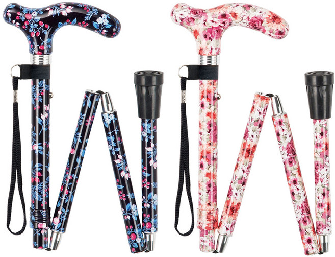 마키테크코리아 뷰티풀그립 접이식지팡이 어르신 부모님 초경량 지팡이 블랙 핑크, 뷰티풀블랙, 1개