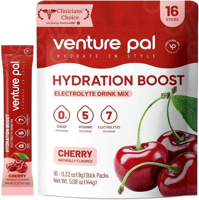 Venture Pal 벤처팔 무설탕 전해질 파우더 V1 버라이어티 미국 직배송 16개입 2개, V3 체리 - 쿠팡