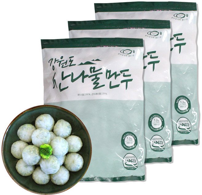 원주치악산식품 강원도산나물만두 1.2kg 3개