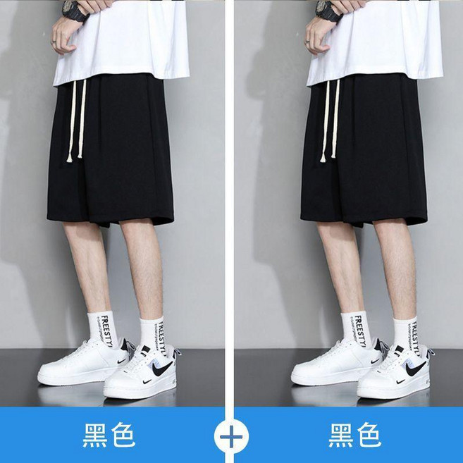 男款純色寬鬆休閒五分褲