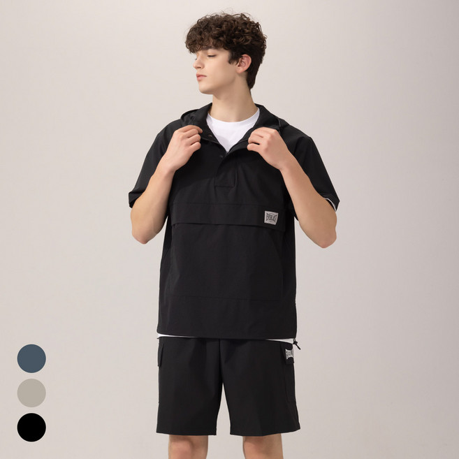 에버라스트 남자 반팔 아노락 세트 5부 상하 셋업