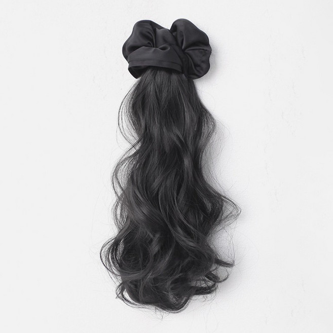백송 여신 웨이브 글램 포니테일 곱창 가발 집게핀 곱슬 내츄럴 볼륨 부분 가발 머리핀, 1개, 쿨블랙