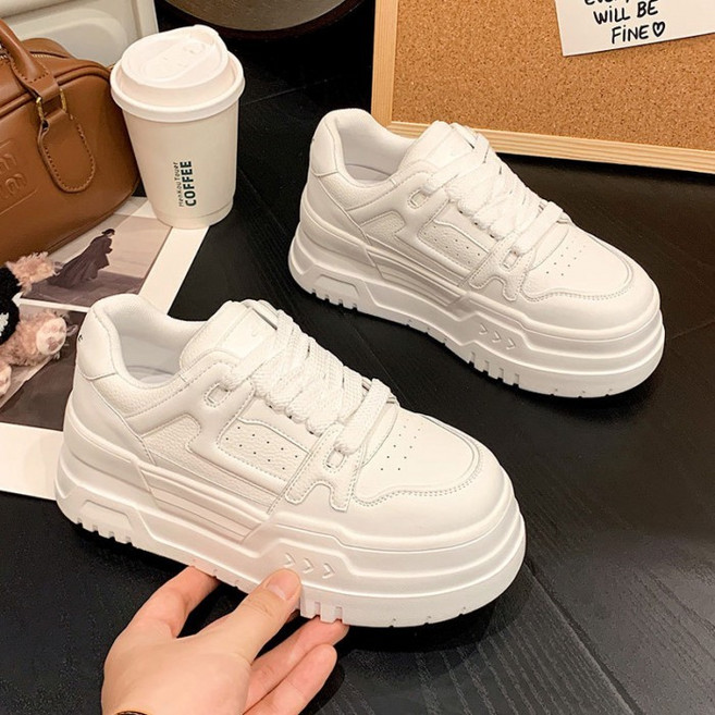 2026春夏新款軟皮厚底小白鞋女 百搭防滑休閒運動鞋