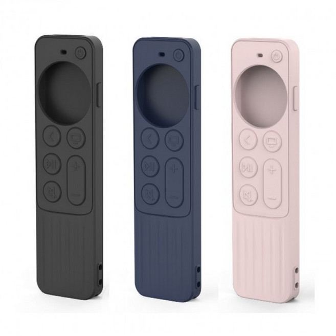 ahastyle 애플TV 2세대 시리 리모컨 컬러 실리콘 보호 케이스+스트랩 애플티비 셋톱박스 OTT Siri 리모콘_2026FW-TR2, siri리모컨케이스 - 블랙, 1개, siri리모컨케이스_블랙