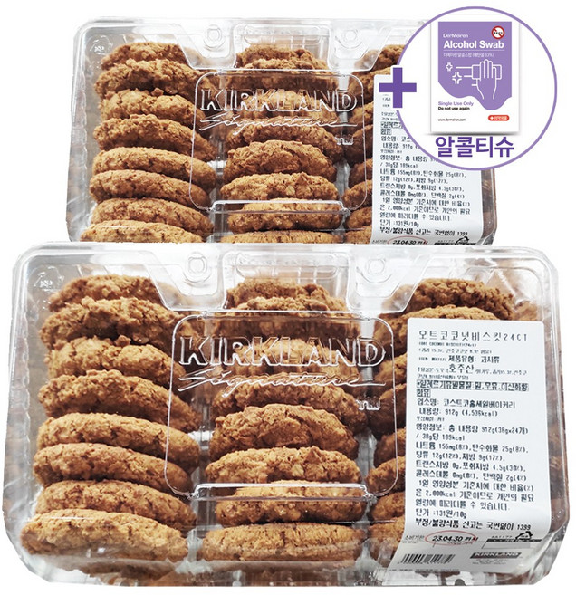 코스트코 오트코코넛 비스킷 쿠키 24개입 X 2BOX + 더메이런알콜티슈, 2개, 912g