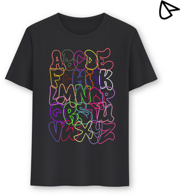 크래픽아트 반팔티셔츠 오버핏 빅사이즈 남여공용티셔츠 알파벳 AtoZ (Front)