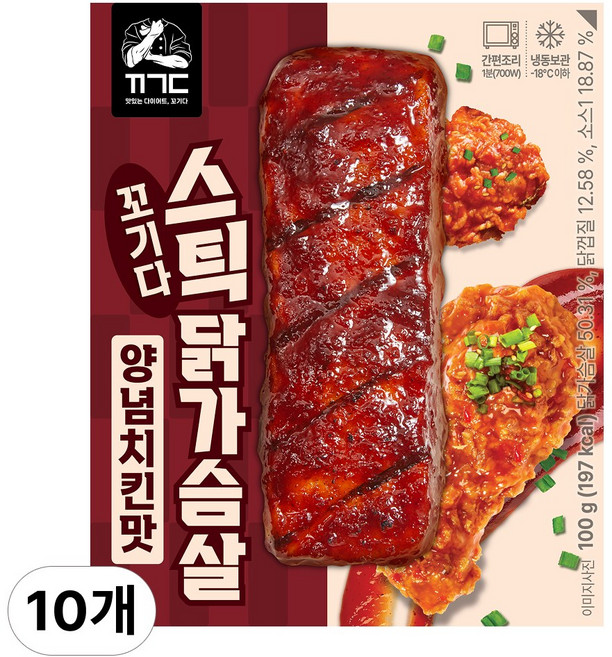 꼬기다 스틱 닭가슴살 양념치킨맛, 10개, 100g