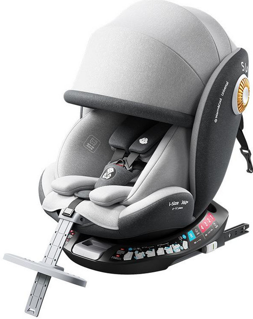 YOTONA 兒童汽車安全座椅 i-Size 0-12歲, 星空灰ISOFIX鋼介面360度旋轉 + 遮陽蓬 + 腳踏