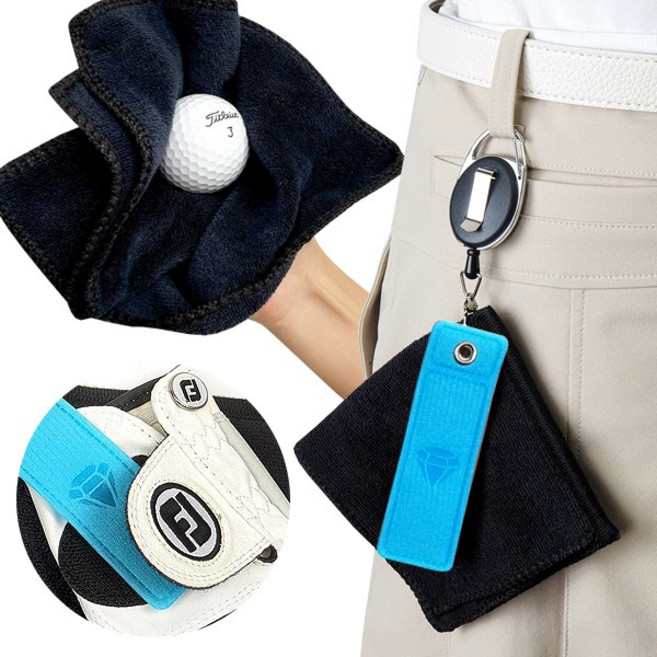 겹겹이 릴골프수건 골프장갑 홀더 벨크로 찍찍이세트 2in1, 겹겹 하늘, 1개