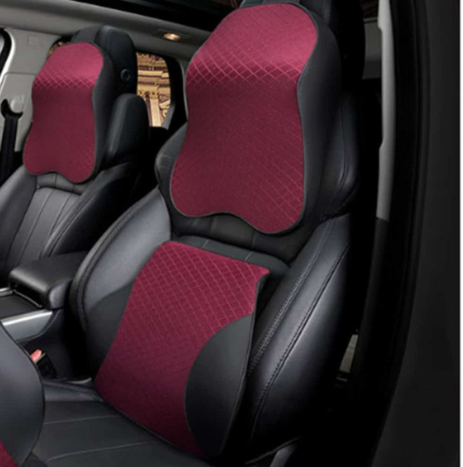 운전석 목쿠션 자동차등받이 헤드레스트 라텍스 메모리폼 고급, 등쿠션-와인, 1개