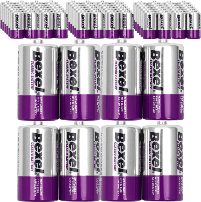 건전지나라 벡셀 C형 건전지 R14 최신제조 추가증정, 50개, 1세트