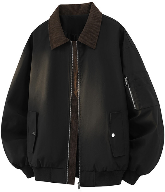 燈芯絨翻領飛行夾克外套