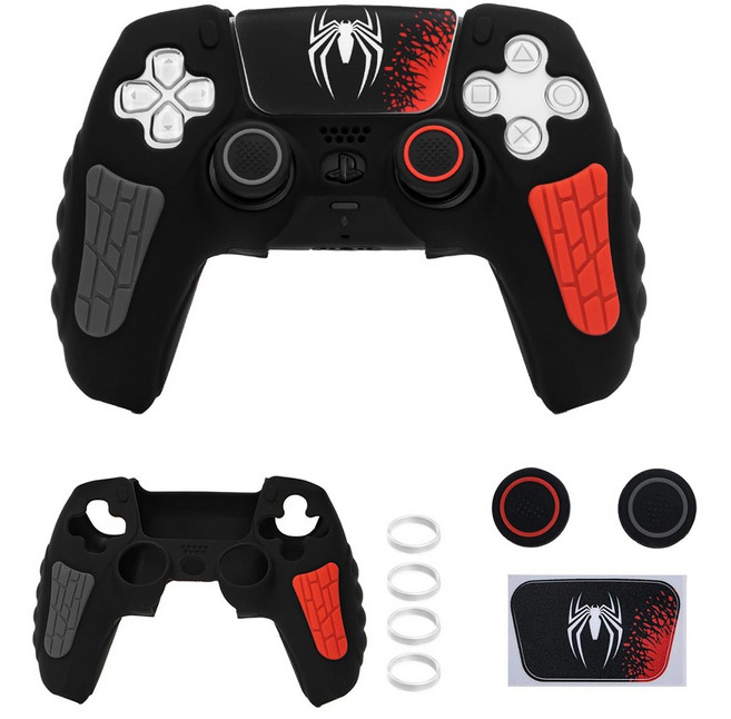 PS5 패드커버셋 스파이더 터치패드스킨 스틱커버 스틱갈림방지링 기본포함 PS5 PRO PS5 SLIM, 1개, 스파이더 에디션, PS5 듀얼센스 패드커버셋