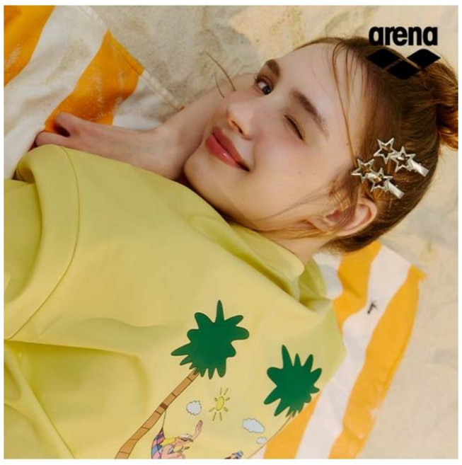 아레나 ARENA x 전황일 유니 오버핏 숏슬리브 래쉬가드 A6BC1RR92YEL