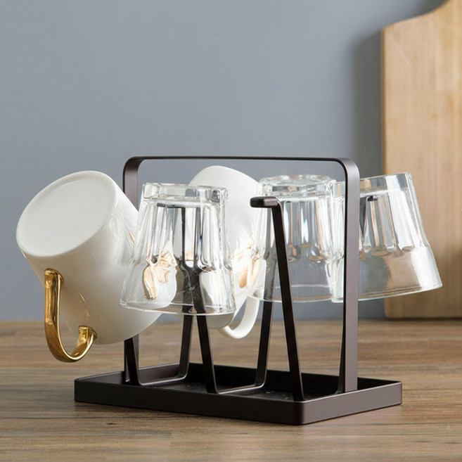 손잡이 컵 정리대 컵걸이 머그잔걸이, 1개, 다크브라운