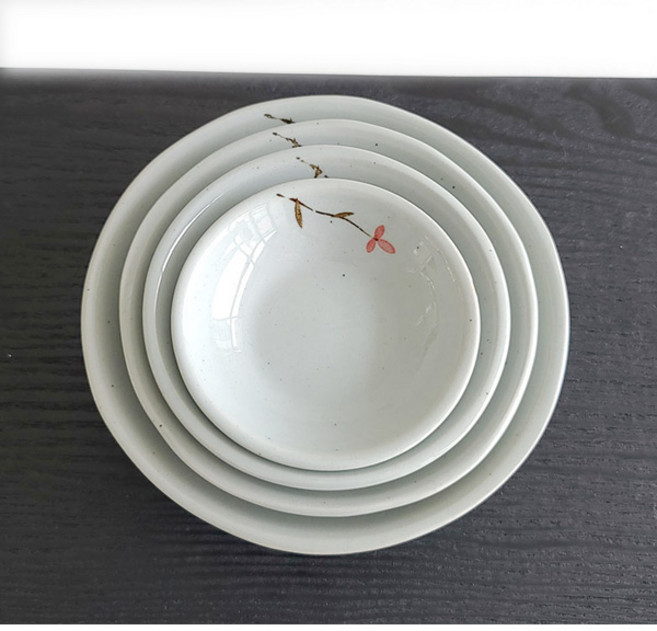 수선화 사각찬기 세트 (4P) 찬기 그릇 식기 전통그릇 원찬기 사각찬기 앞접시, 백자, 4개