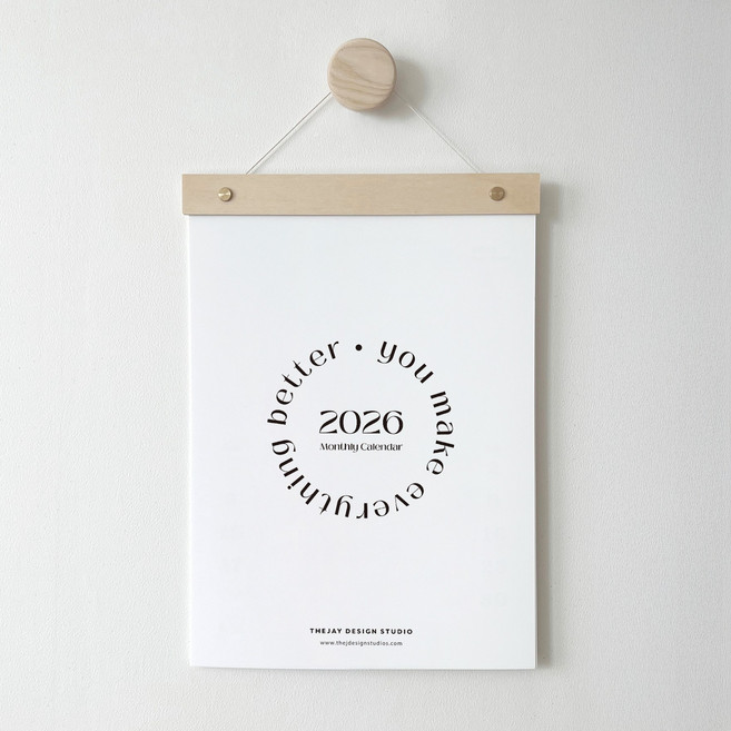 2026 우드 벽걸이 달력 캘린더 플래너 음력달력 블랙감성 스케줄러, 1개, 완제품 (우드바포함)