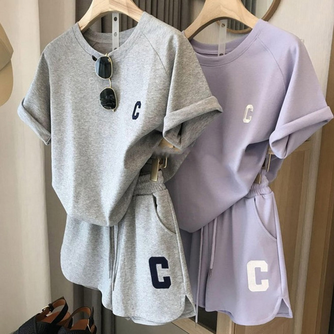 일상이현 C로고 반팔세트(연보라)