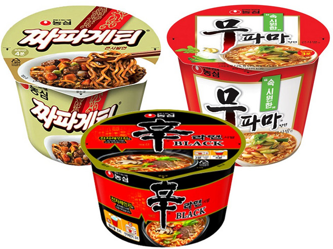 농심 큰컵 12컵 (무파마4컵+짜파게티4컵+신라면블랙4컵), 12개