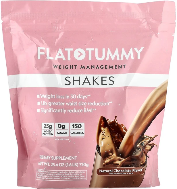Flat Tummy Shakes Natural Chocolate 1.6 lb 720 g, Flat Tummy, Shakes, Natural Ch - 쿠팡