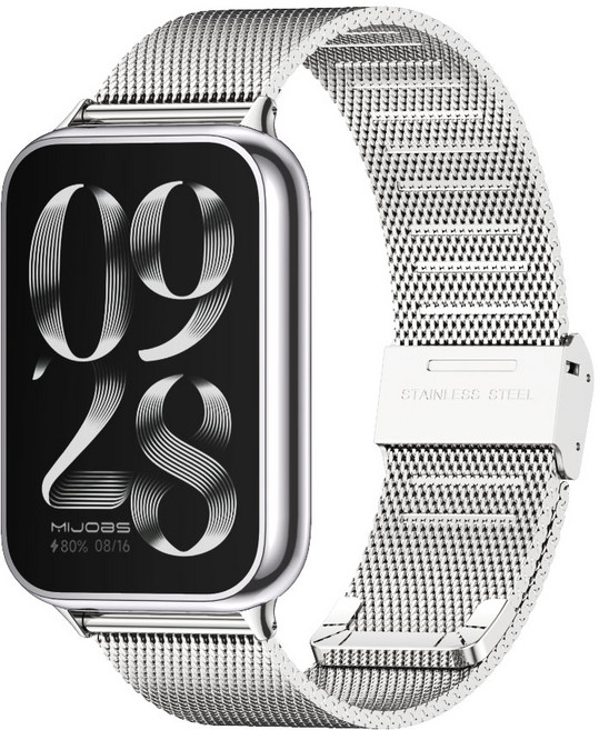 샤오미 레드미워치 6 5 4 & 스마트밴드9프로 8프로 호환 메탈 밀레니즈 스트랩, 버클형, 실버, 1개