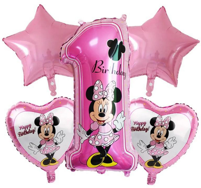 만화 풍선 테마 생일 케이크 숫자 미니 미키 파티 장식, 3. 5PCS