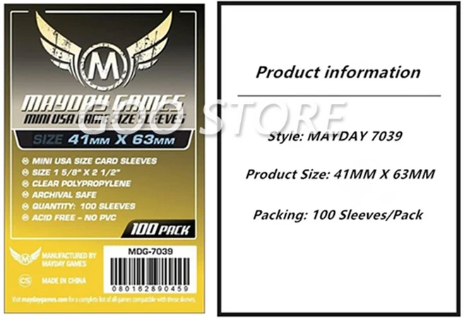 500 슬리브 보드 게임 메이데이 카드 게임 슬리브 프로텍터 보호용 클리어 카드 슬리브, 11 7039 x 500