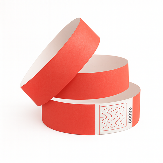 나르프 입장권팔찌 축제 단체 입장 컬러 팔찌 손목띠 종이띠, 100개, 레드