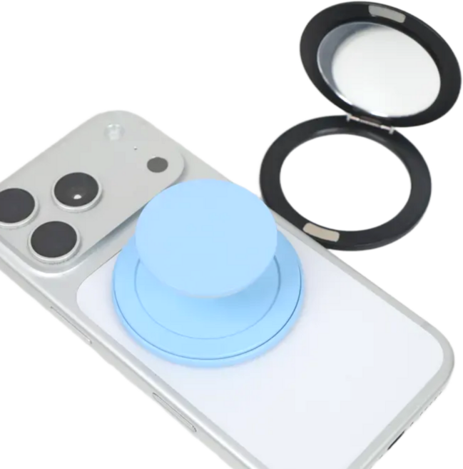 맥세이프 그립 톡홀더 스마트링 거울 미러 핑거링 휴대폰 거치대, 1개, 스카이블루