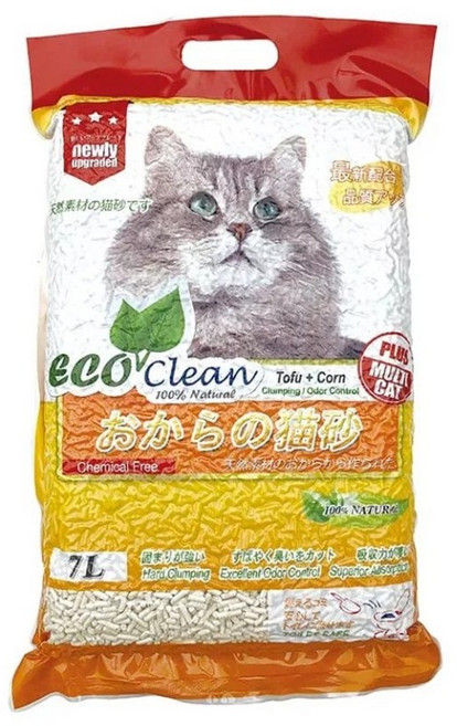Eco Clean 艾可 1.5mm極細豆腐砂 7L 原味 貓砂, 1個, 艾可-條狀豆腐砂7L 玉米