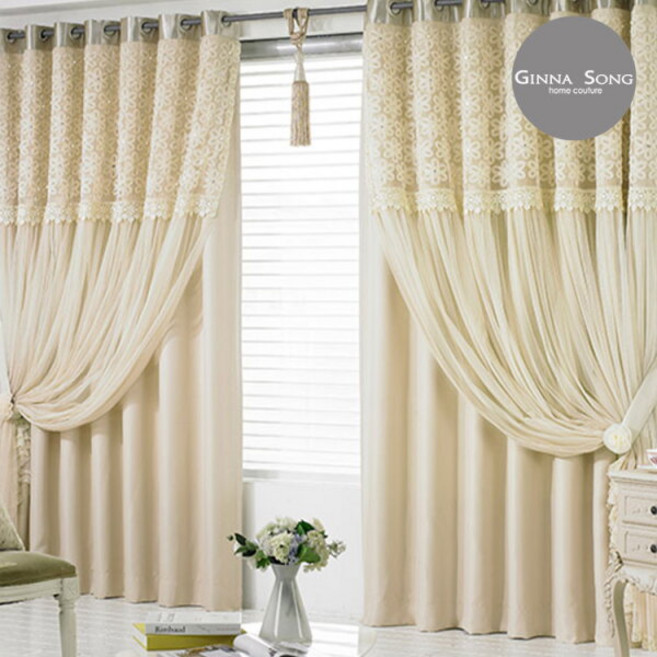 [지나송] 베일리 쉬폰레이스 이중암막커튼 풀세트 중형