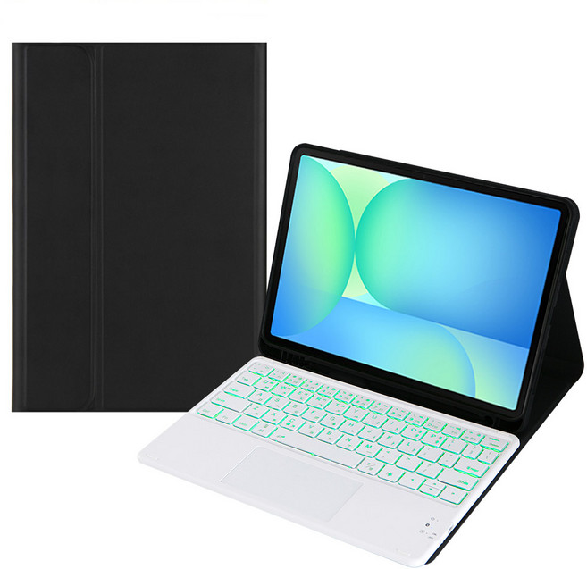 갤럭시탭 S6 Lite 라이트 10.4인치 무선 LED 터치패드 키보드 케이스 북커버 S펜 수납 SM-P610 P613 P615, LED터치패드키보드케이스, 검정콤비, 1개